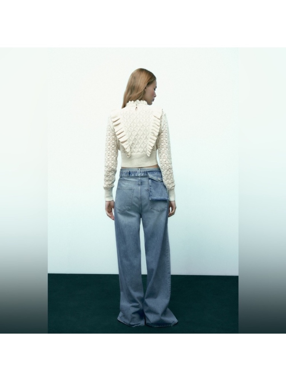 Zara Fitted Ruffled Knit
Pearl Rhinestone Cropped
Sweater - Picture 5 of 8